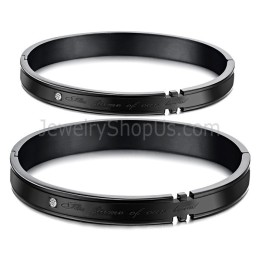 Tatanium Couple Bangles With Rhinestones (Black,Rose Gold) C731