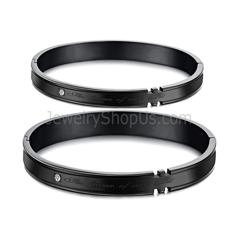 Tatanium Couple Bangles With Rhinestones (Black,Rose Gold) C731 Tatanium Couple Bangles With Rhinestones (Black,Rose Gold) C731