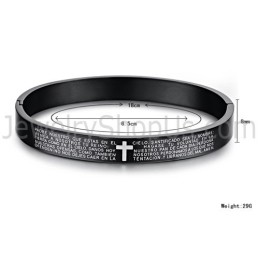 Tatanium Black Cross Couple Bangles With White Cross C848