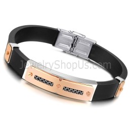 Titanium With Silicone Magnetic Energy Health Men's Bracelet C703