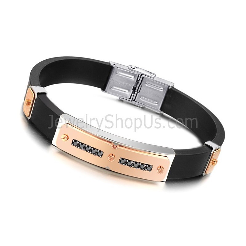 Titanium With Silicone Magnetic Energy Health Men's Bracelet C703 Titanium With Silicone Magnetic Energy Health Men's Bracelet C703