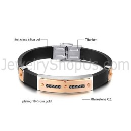 Titanium With Silicone Magnetic Energy Health Men's Bracelet C703