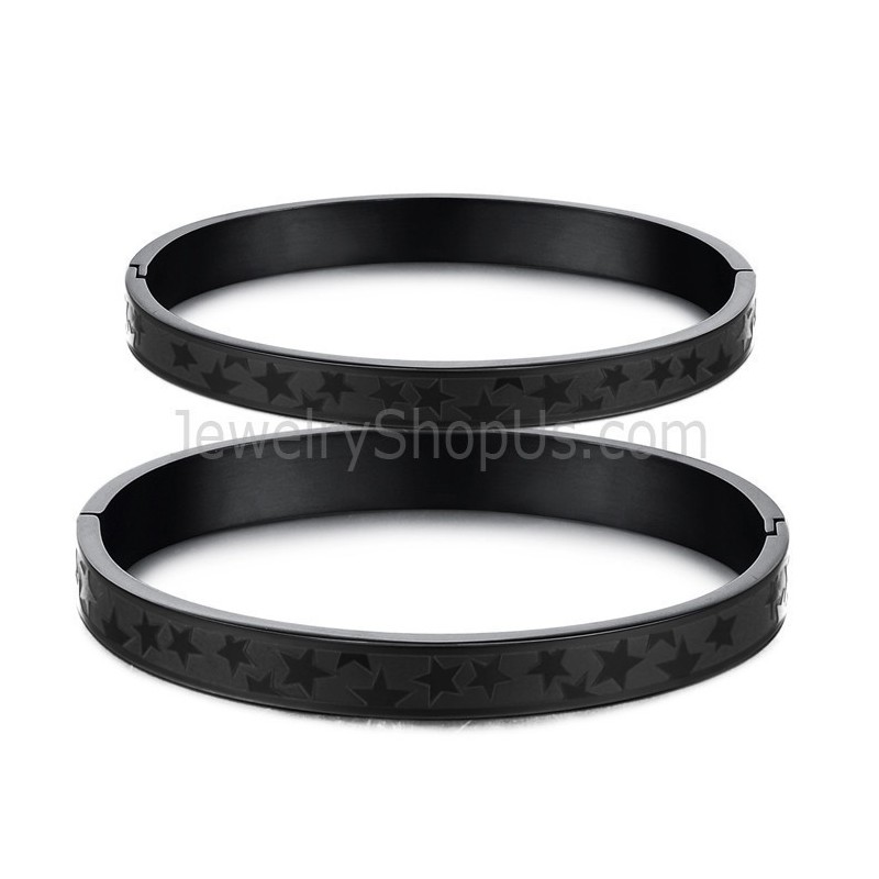 Tatanium Black Stars Couple Bangles C863 Tatanium Black Stars Couple Bangles C863