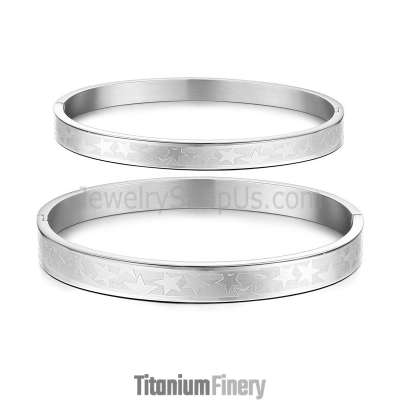 Tatanium Couple Bangles With Stars C863
