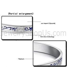 Tatanium Couple Bangles With Blue Flowers C858