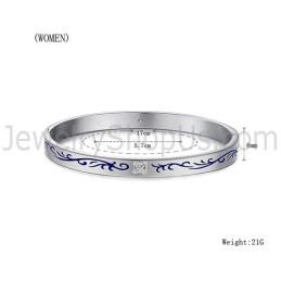 Tatanium Couple Bangles With Blue Flowers C858