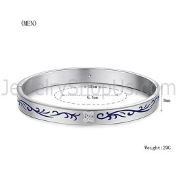 Tatanium Couple Bangles With Blue Flowers C858