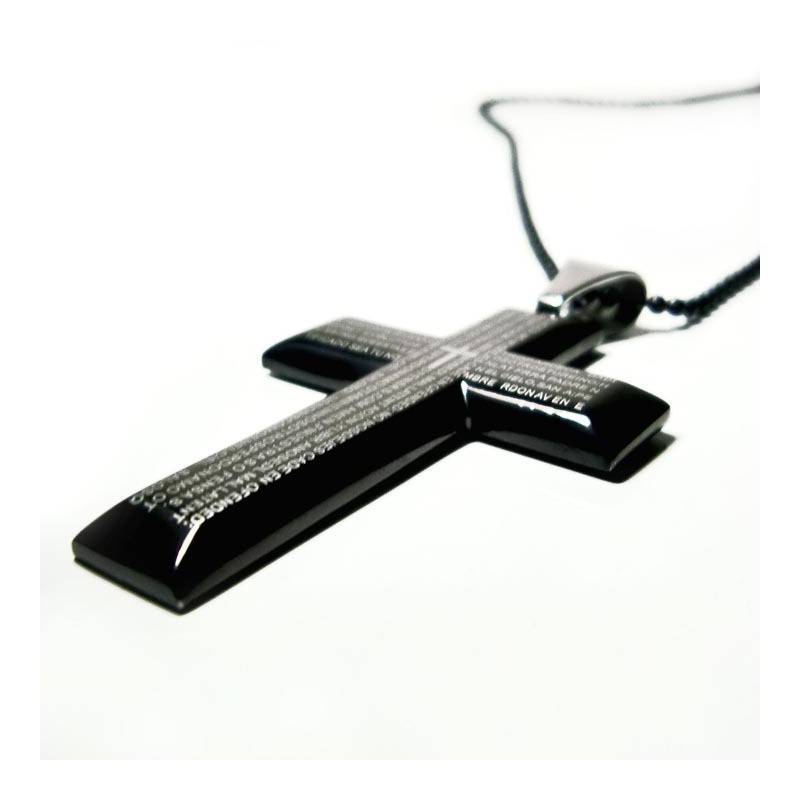 Man Black Cross Bible Pure Titanium Pendant Gift