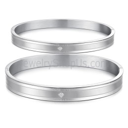 Tatanium "Ture Love Forever" Couple Bangles With Rhinestones C861