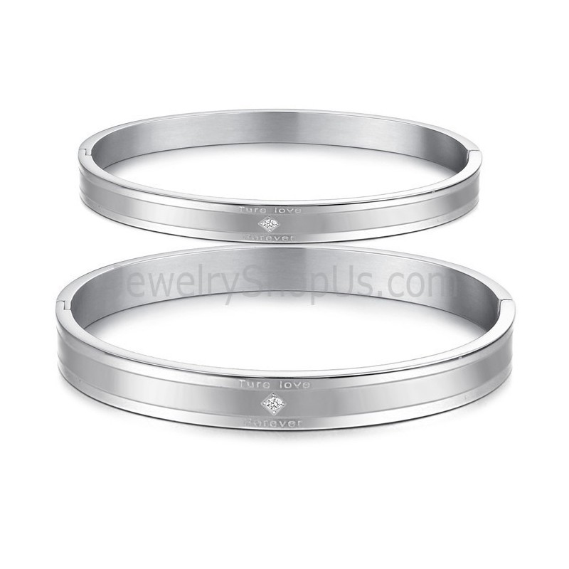 Tatanium "Ture Love Forever" Couple Bangles With Rhinestones C861 Tatanium "Ture Love Forever" Couple Bangles With Rhinestones C861