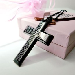 Man Black Cross Bible Pure Titanium Pendant Gift
