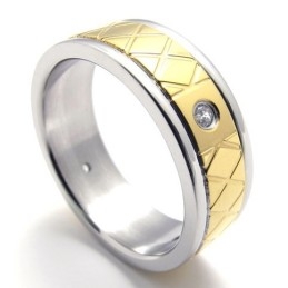 Gold Diamond Titanium Ring