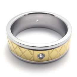Gold Diamond Titanium Ring
