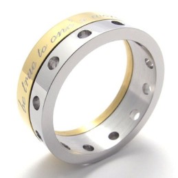 Half Gold Titanium Ring