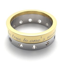 Half Gold Titanium Ring
