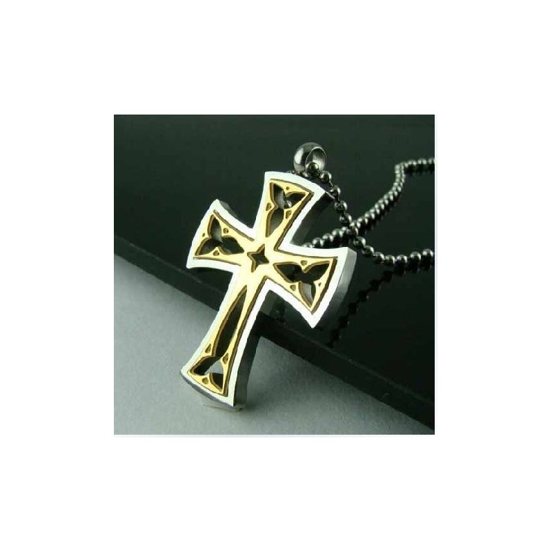 Noble Man Gold Cross Titanium Steel Pendant Noble Man Gold Cross Titanium Steel Pendant
