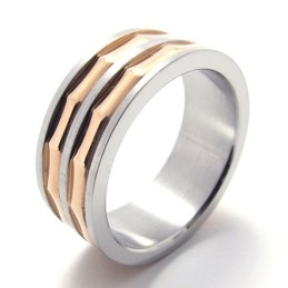 Coffee Gold Accent Titanium Ring