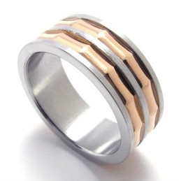 Coffee Gold Accent Titanium Ring