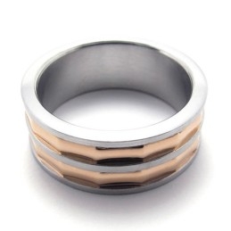 Coffee Gold Accent Titanium Ring