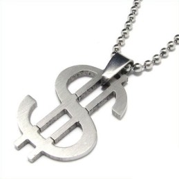 Cool Man Dollar Symbol Pure Titanium Necklace Pendant Free Chain