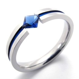 Blue Diamond Titanium Ring