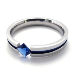 Blue Diamond Titanium Ring