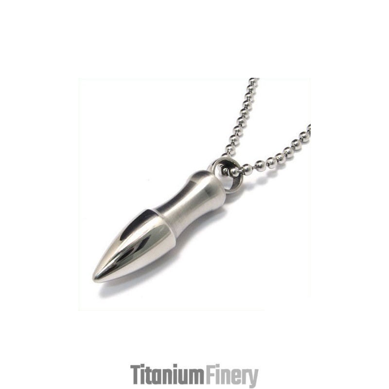 Man Solid Bullet Pure Titanium Necklace Pendant (Free Box) Man Solid Bullet Pure Titanium Necklace Pendant (Free Box)