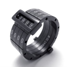 Black Puzzle Code Lovers Titanium Ring