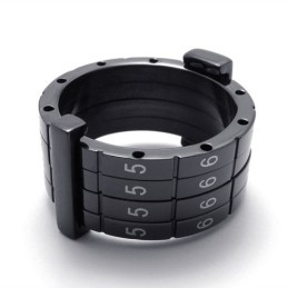 Black Puzzle Code Lovers Titanium Ring
