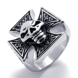 Cross Skull Titanium Ring
