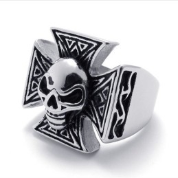Cross Skull Titanium Ring