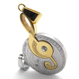 Gold Musical Note Diamond Lovers Titanium Pendant