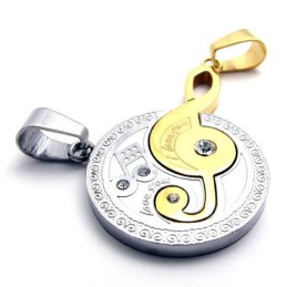 Gold Musical Note Diamond Lovers Titanium Pendant