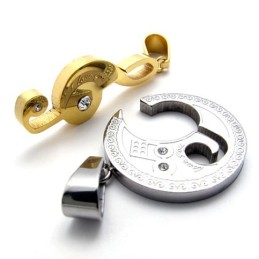 Gold Musical Note Diamond Lovers Titanium Pendant