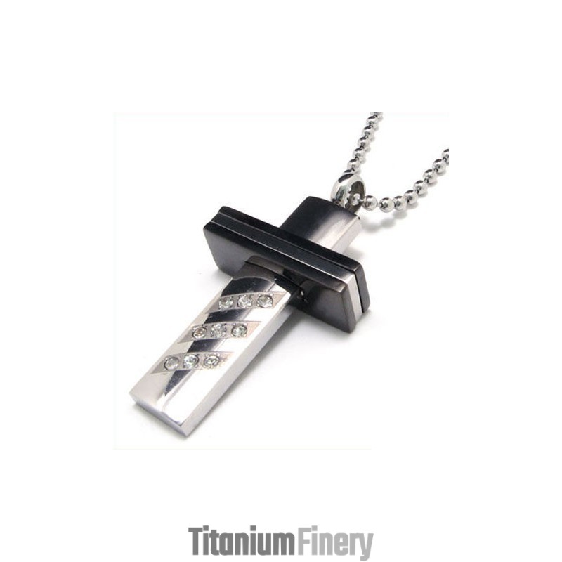 Man High Quality Cross Gemstone Pure Titanium Pendant Man High Quality Cross Gemstone Pure Titanium Pendant