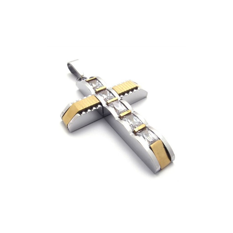 Gold Accent Cross Diamond Titanium Cross Pendant Gold Accent Cross Diamond Titanium Cross Pendant