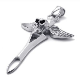 Cross Skull Titanium Pendant
