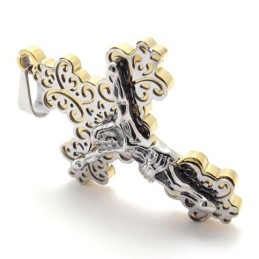 Gold Cross Jesus Titanium Pendant