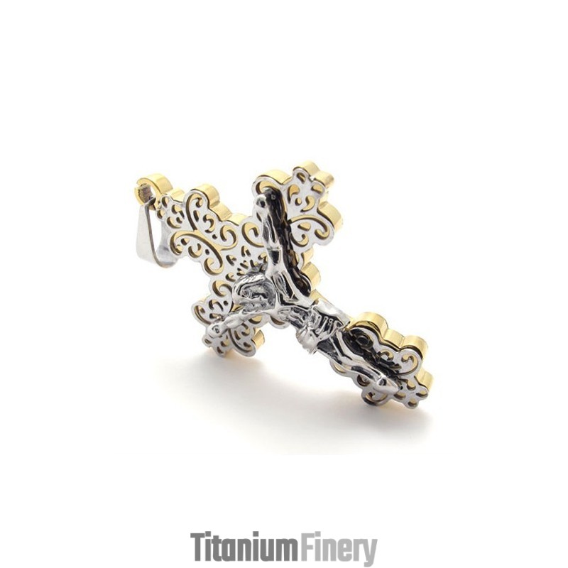 Gold Cross Jesus Titanium Pendant Gold Cross Jesus Titanium Pendant