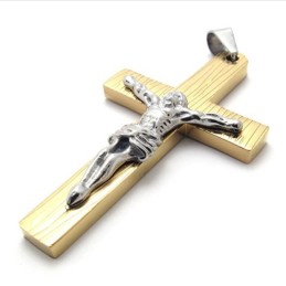 Jesus Gold Titanium Cross Pendant