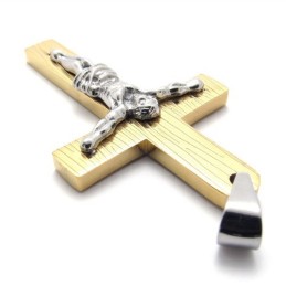 Jesus Gold Titanium Cross Pendant