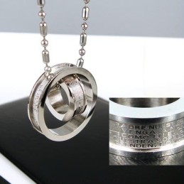 Man 2 Hoop Cross Bible Pure Titanium Pendant Necklace