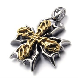 Gold Cross Accent Titanium Pendant
