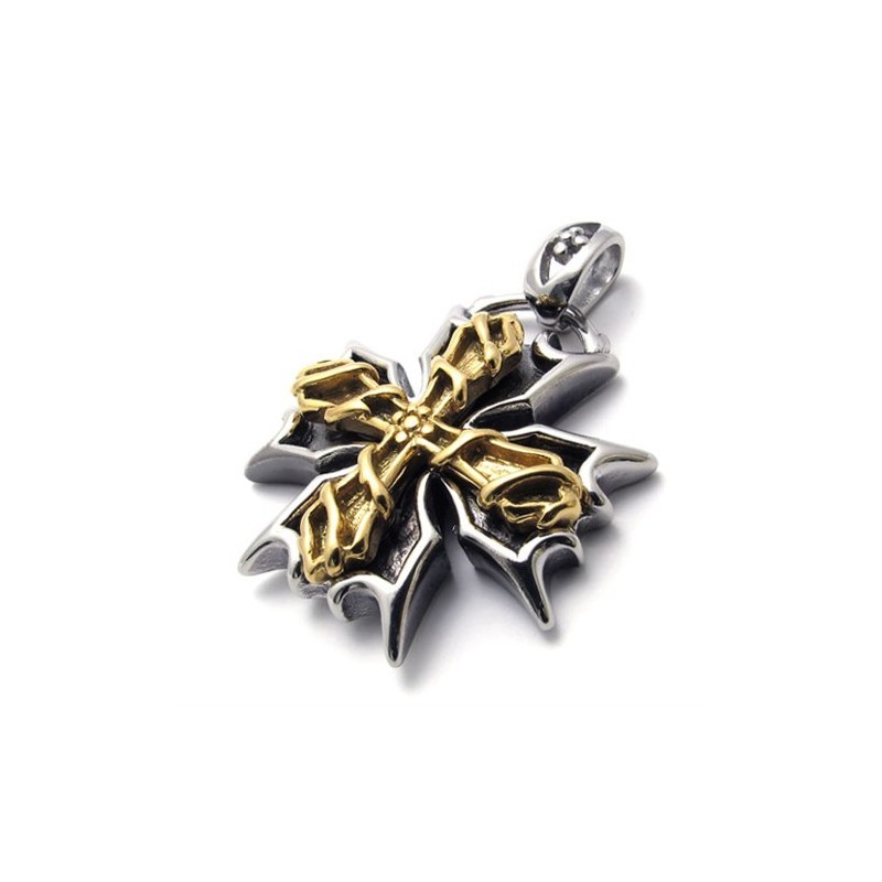 Gold Cross Accent Titanium Pendant
