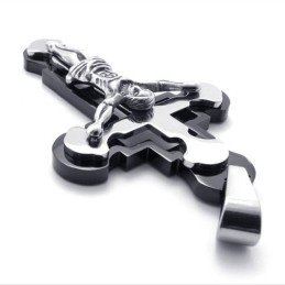 Jesus Black Titanium Cross Pendant