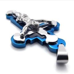 Jesus Blue Titanium Cross Pendant