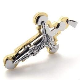 Jesus Gold Titanium Cross Pendant