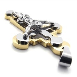 Jesus Gold Titanium Cross Pendant