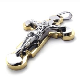 Jesus Gold Titanium Cross Pendant