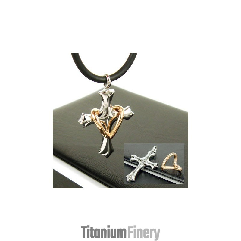 Man Heart Cross Pure Titanium Pendant-Free Chain Man Heart Cross Pure Titanium Pendant-Free Chain